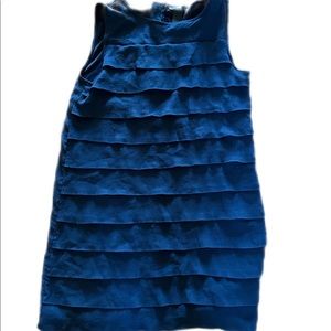 H&M midnight blue PLEATED RUFFLE sleeveless SHIRT / TOP - US 6 Zipper Back
